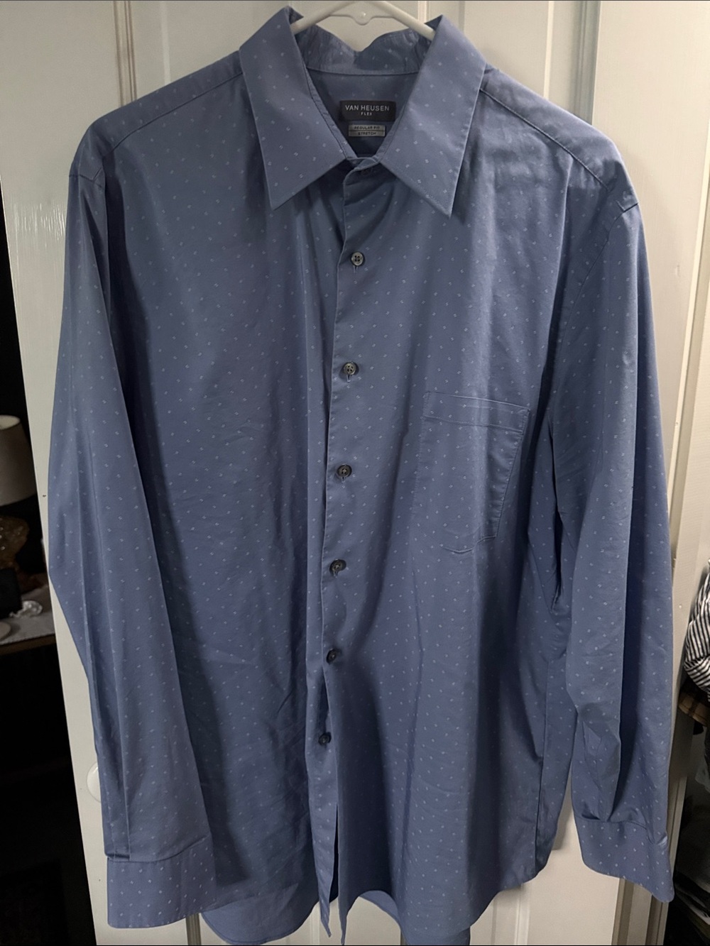 Van Heusen Men's Blue Dot-Pattern Dress Shirt